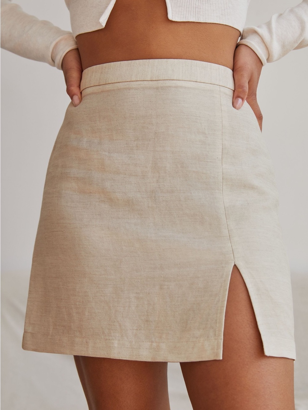 Wilfred Cream Patio Linen Mini Skirt